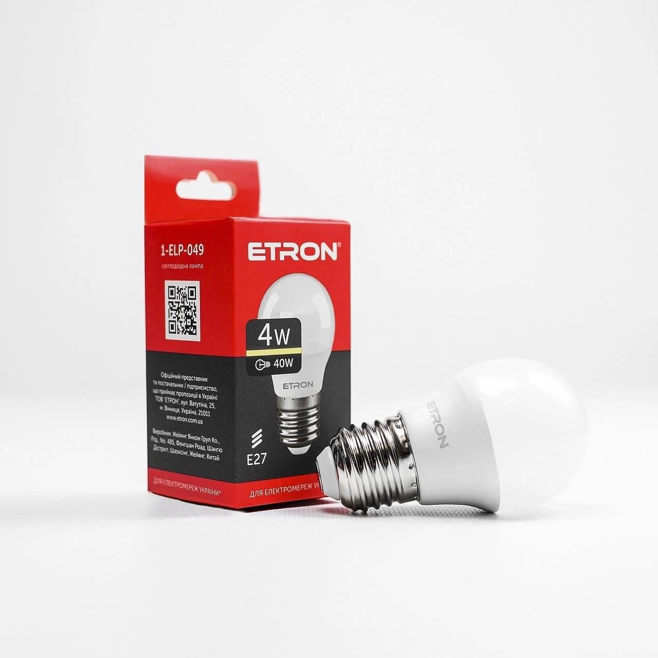 Лампа LED ETRON Light 1-ELP-049 G45 4W 220V E27 3000K Лампа LED ETRON Light 1-ELP-049 G45 4W 220V E27 3000K