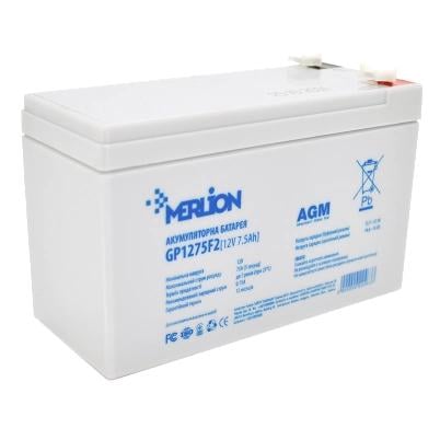 Батарея аккумуляторная Merlion AGM GP1275F2 12 В 7,5 Ач (15382)
