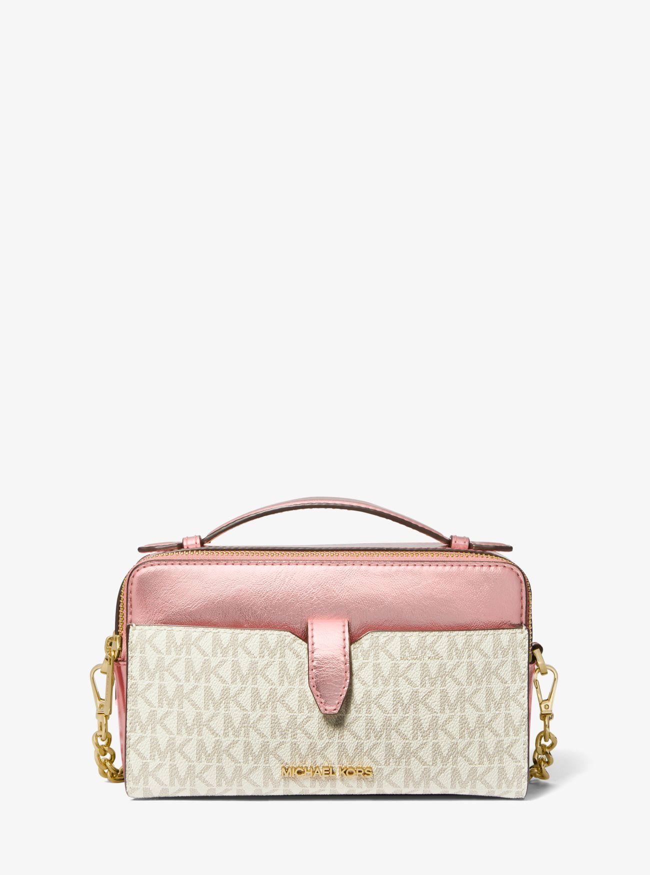 Сумка Michael Kors Jet Set Medium Signature Logo and Patent Double Zip Crossbdy Bag (35H3GTTC2B)