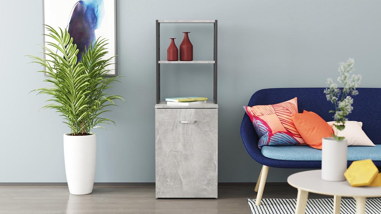 Стіл-тумба трансформер Ferrum-decor Смарт 4/1 з етажеркою метал/ДСП 16 мм 1430x1450x500 мм Чорний/Бетон (FRD-105129) - фото 7 Стіл-тумба трансформер Ferrum-decor Смарт 4/1 з етажеркою метал/ДСП 16 мм 1430x1450x500 мм Чорний/Бетон (FRD-105129) - фото 7