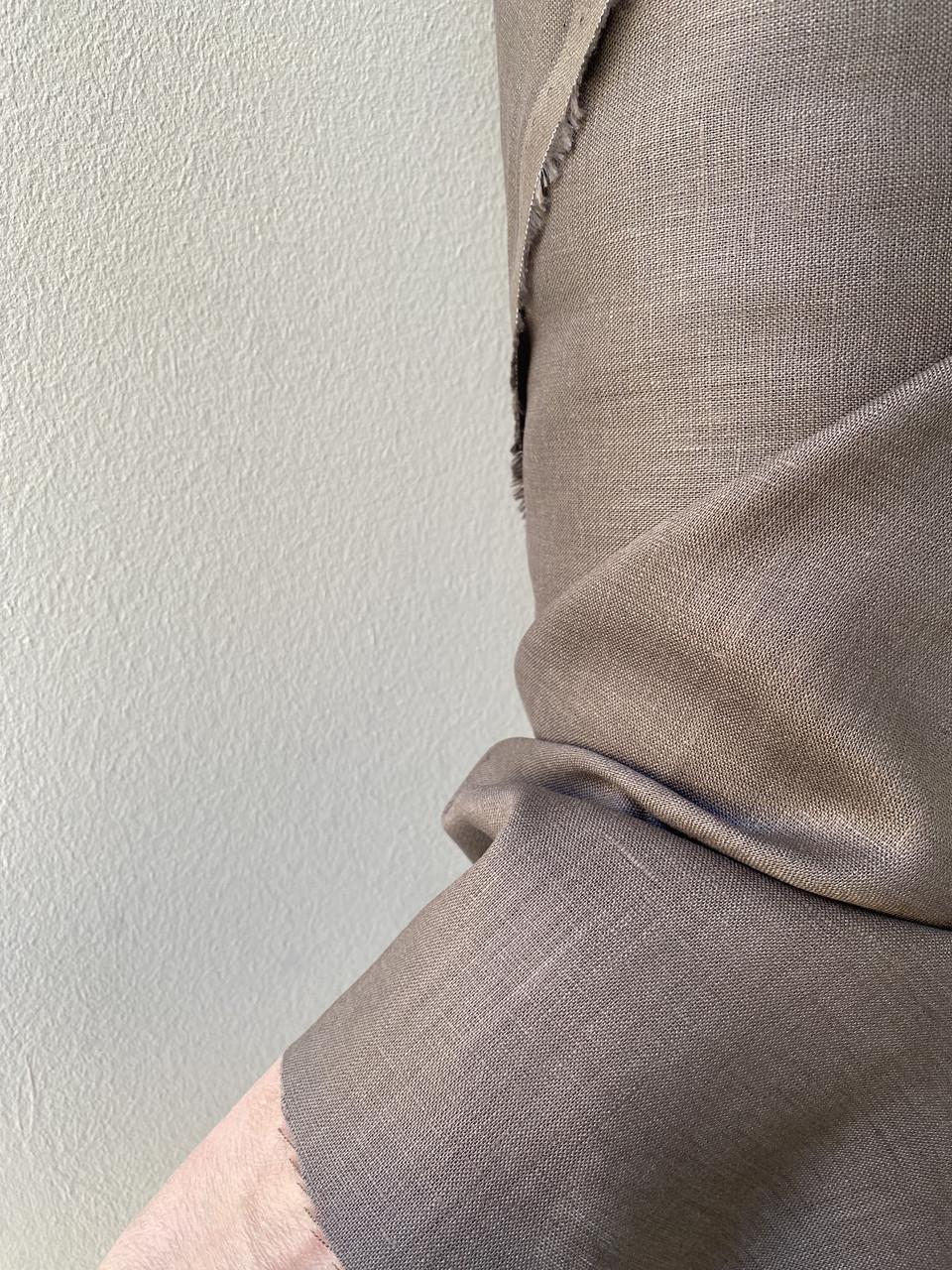 Ткань LINEN PLUS льняная натуральная 143 см 821 Серо-коричневый - фото 2