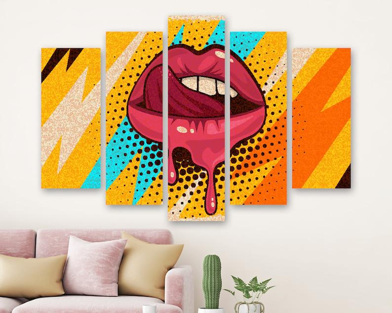 Модульная картина на холсте из пяти частей KIL Art Губы 137x85 см (M51_L_230)