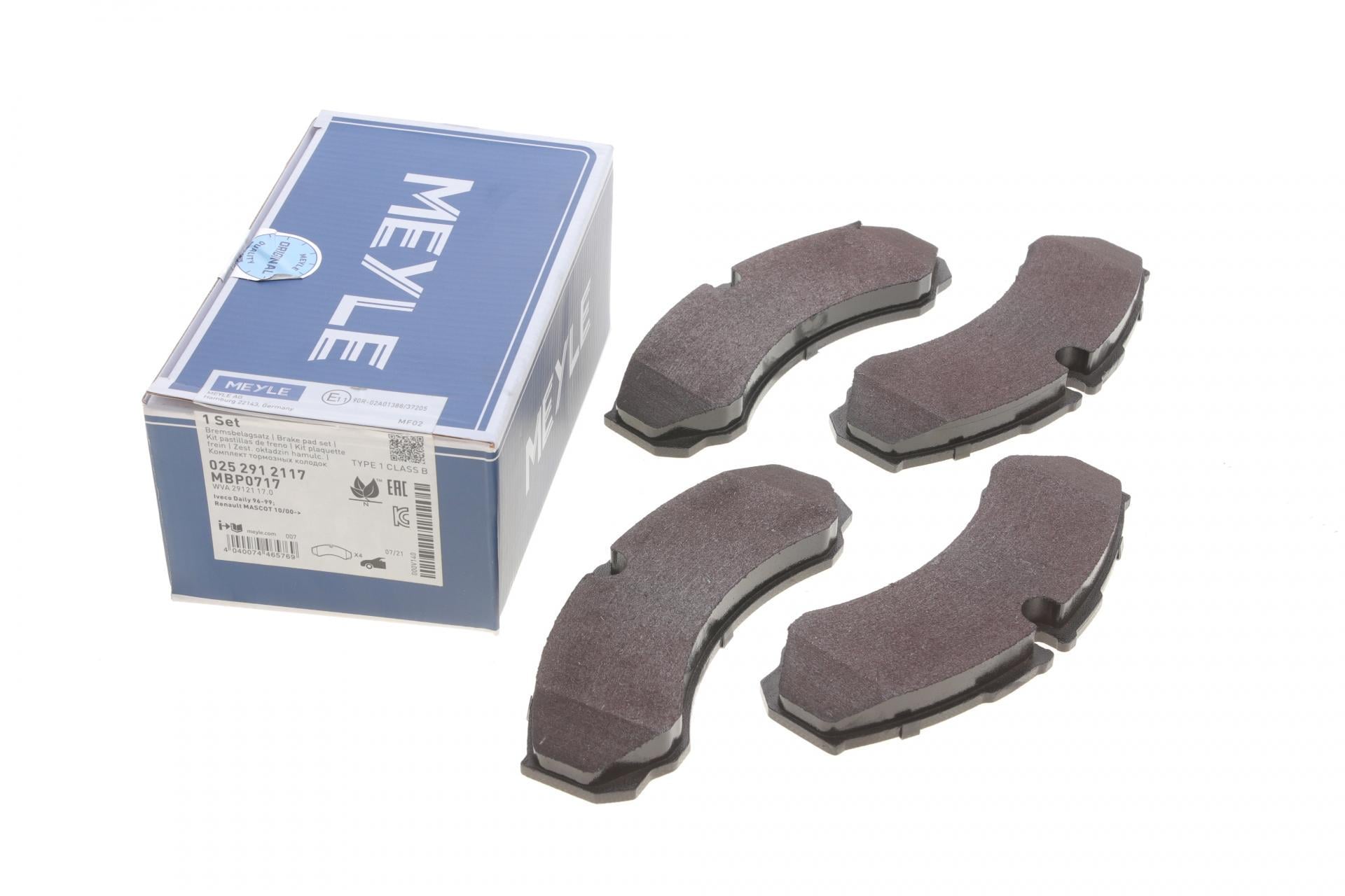 Колодки тормозные передние Meyle Iveco Daily III 99-06 Brembo (025 291 2117 MEYLE)