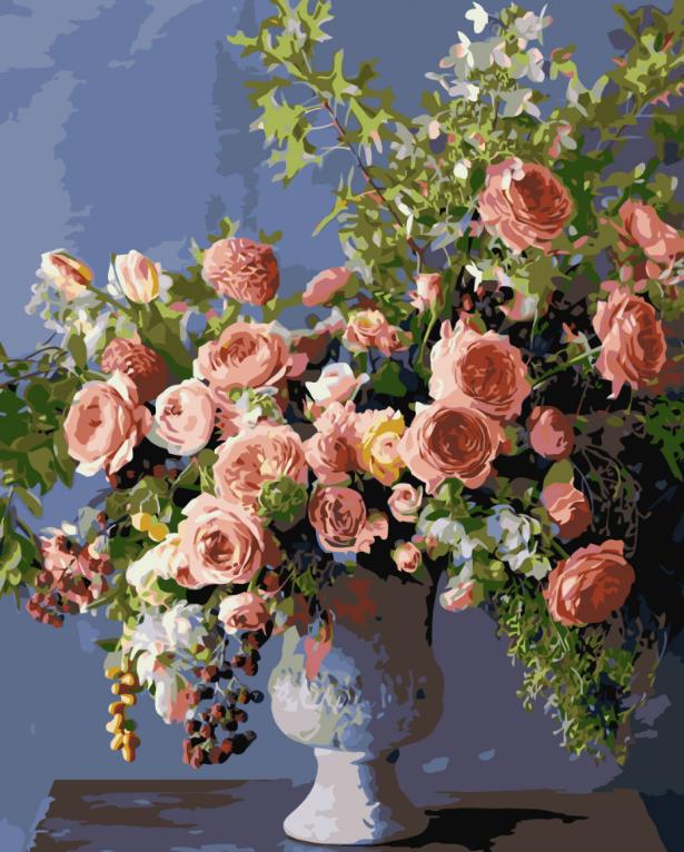 Картина за номерами Origami Букет рожевих квітів 40х50 см (LW3239)