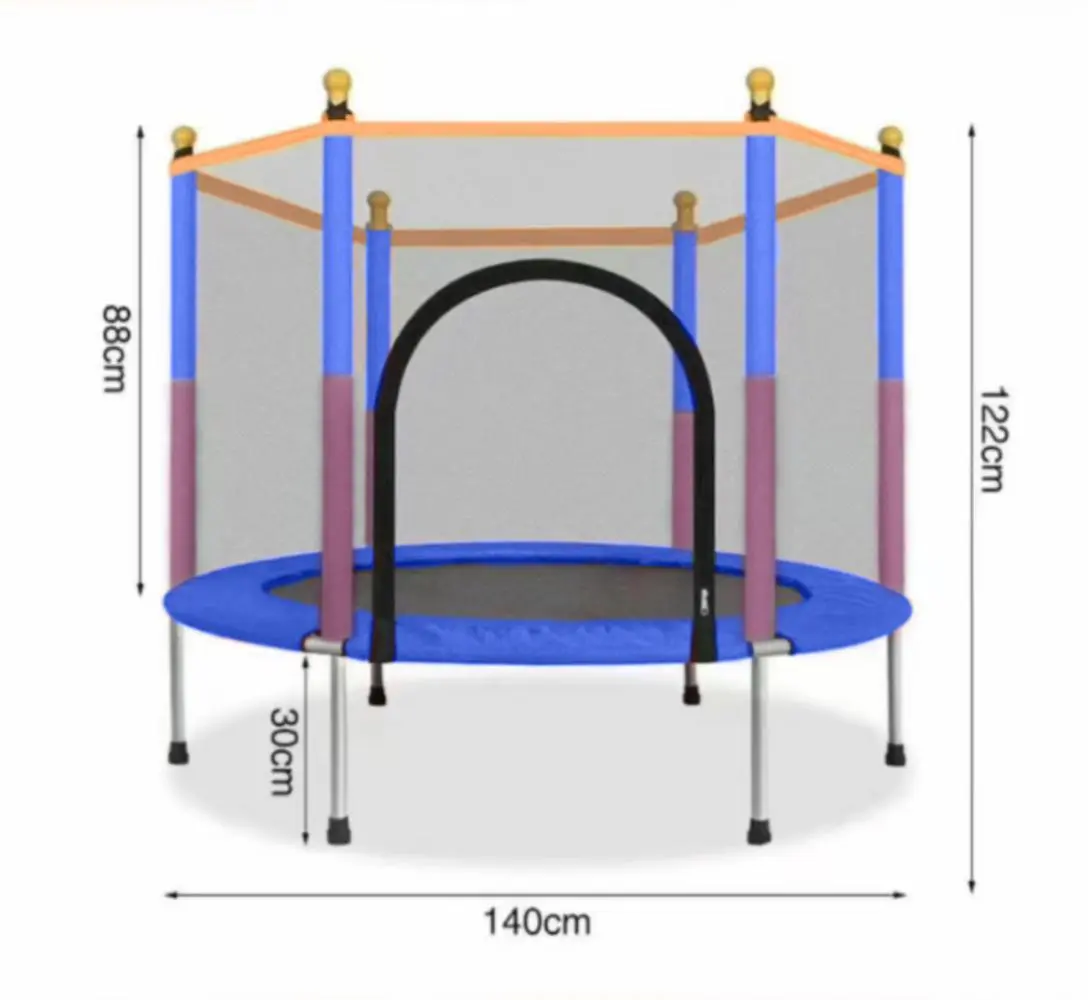Батут детский Atleto KRB01 с защитной сеткой на металлических опорах 140 см Синий (132-76-21000142) - фото 8
