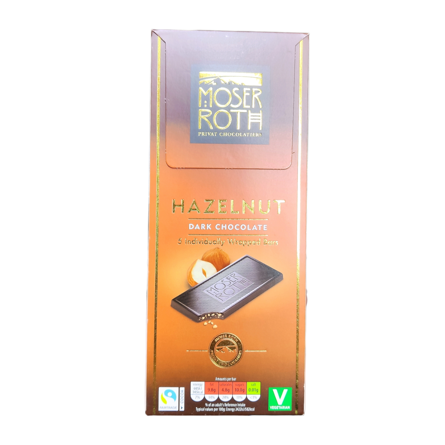 Шоколад чорний Moser Roth Dark Chocolate Hazelnut Bars 125 г (0145)