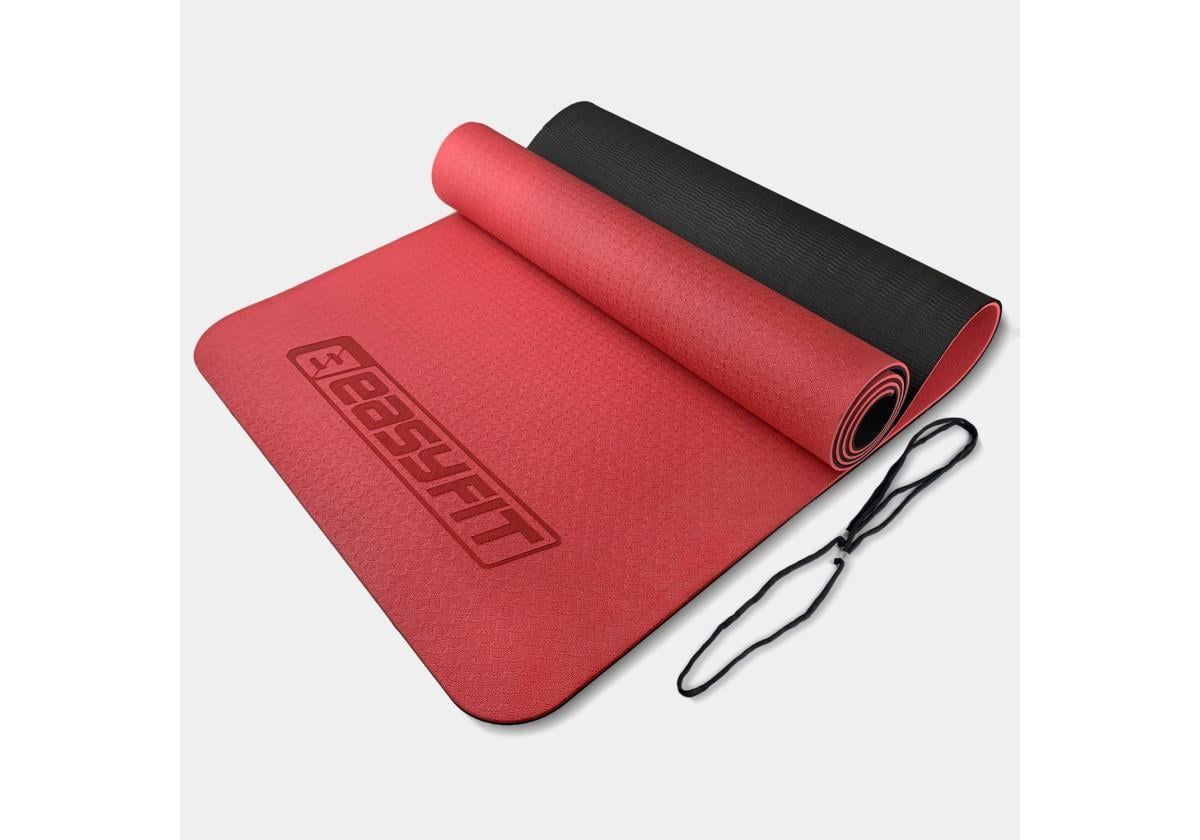 Коврик для йоги и фитнеса EasyFit TPE/TC двухслойный 6 мм Красный/Черный (EF-1924-RB)