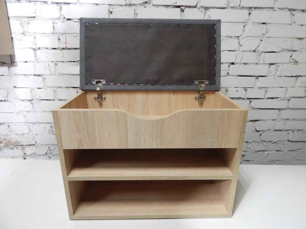 Тумба для обуви ДСП/ткань 30х50х45 см Дубсонома светлый/Серый - фото 3