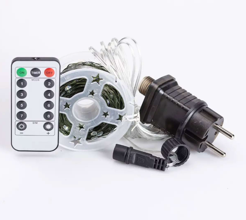 Гирлянда Роса нить с пультом 500 LED 50 м от сети зеленый провод Синий - фото 12 Гирлянда Роса нить с пультом 500 LED 50 м от сети зеленый провод Синий - фото 12