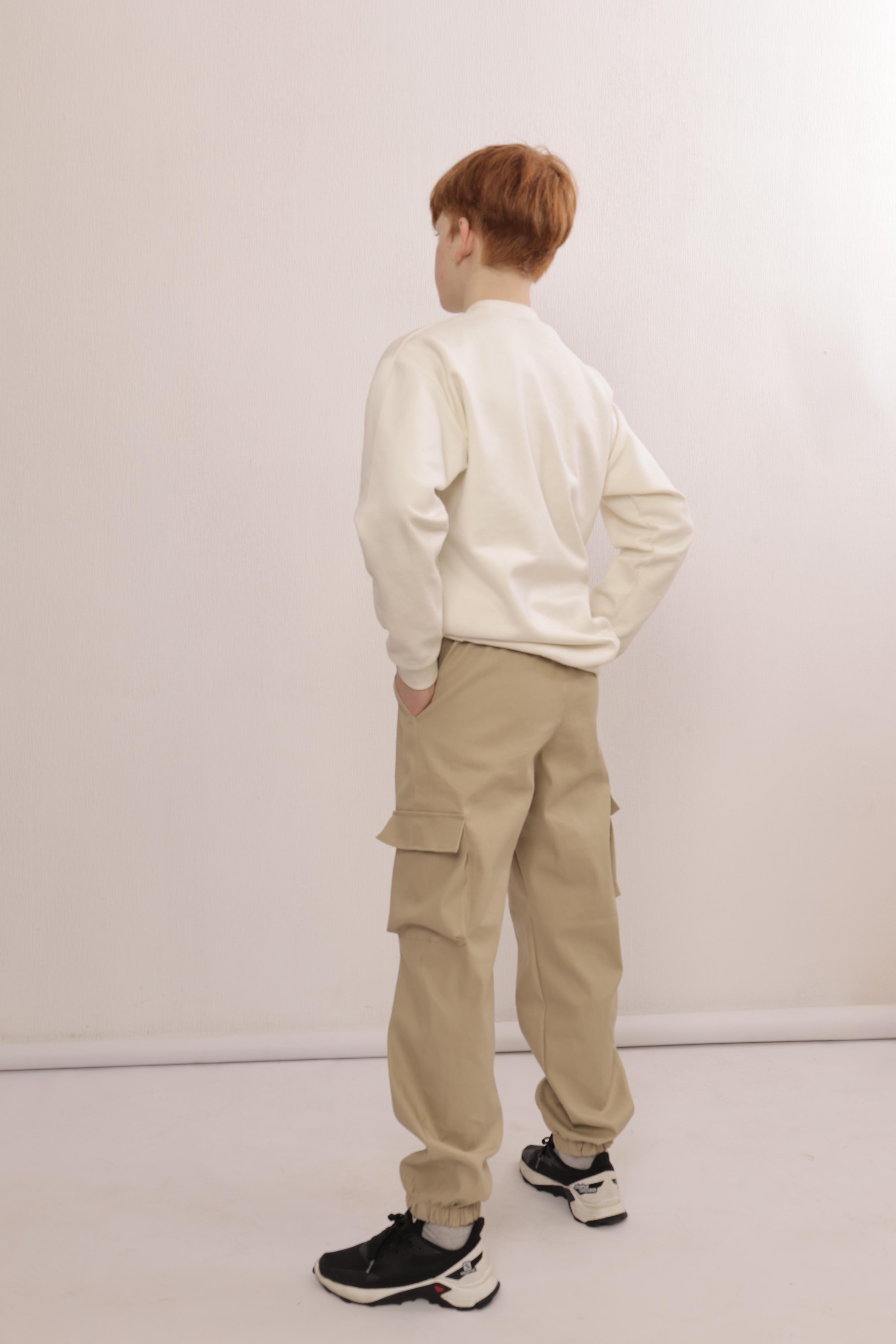 Штаны-джогеры детские демисезонные летние хлопковые р. 158 Бежевый (дж беж-158х) - фото 4 Штаны-джогеры детские демисезонные летние хлопковые р. 158 Бежевый (дж беж-158х) - фото 4