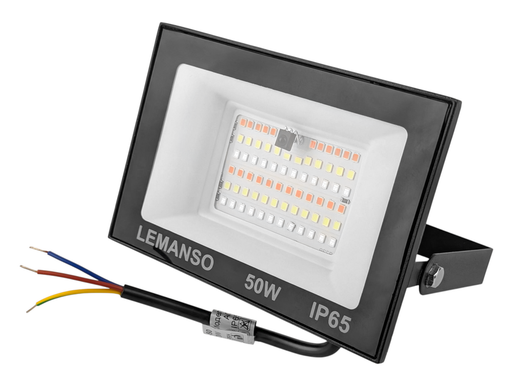 Прожектор світлодіодний Lemanso LMP76-50 з пультом керування 50W RGB IP65 (7213)