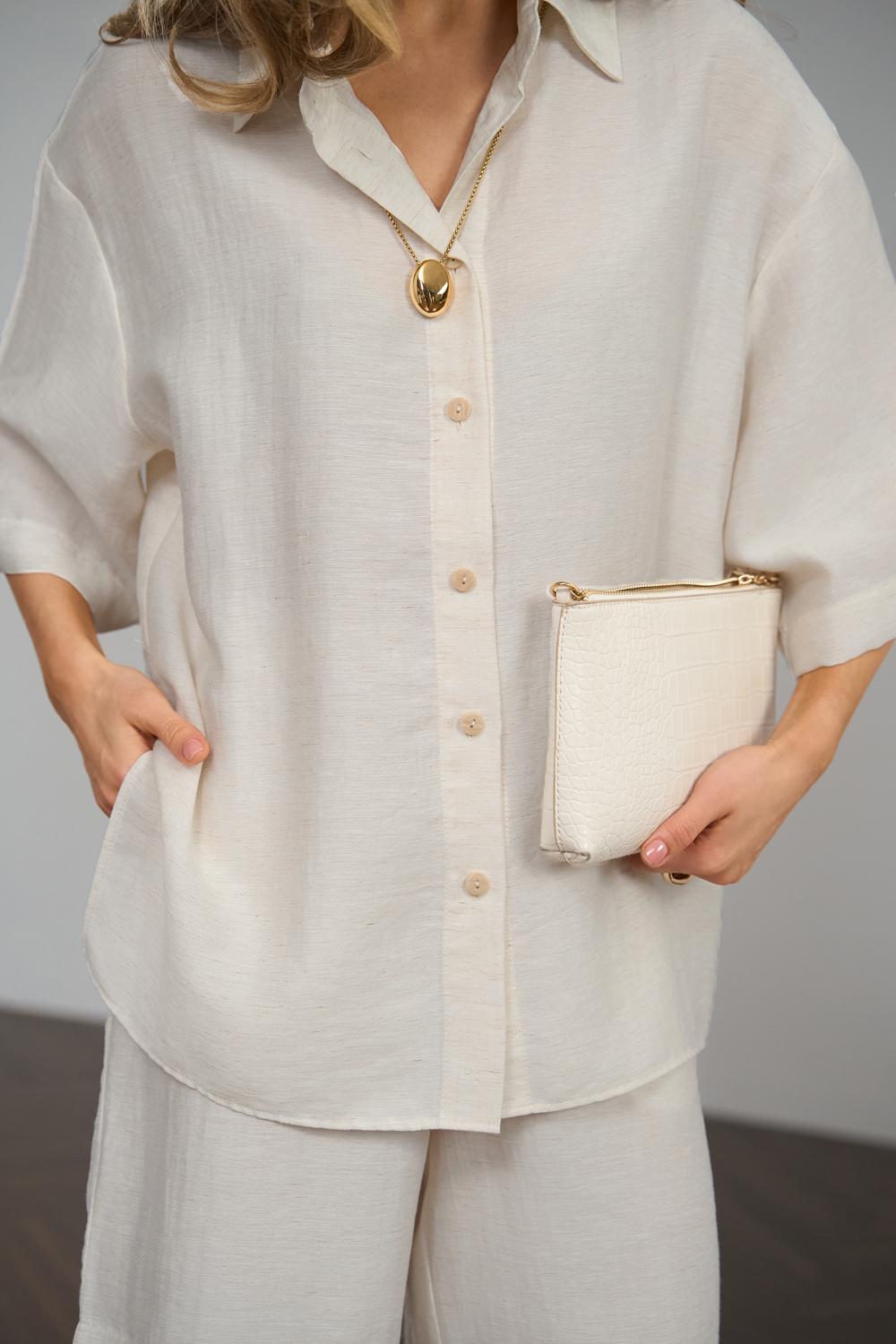 Костюм женский с леном рубашка/шорты S Бежевый (3066) - фото 8 Костюм женский с леном рубашка/шорты S Бежевый (3066) - фото 8