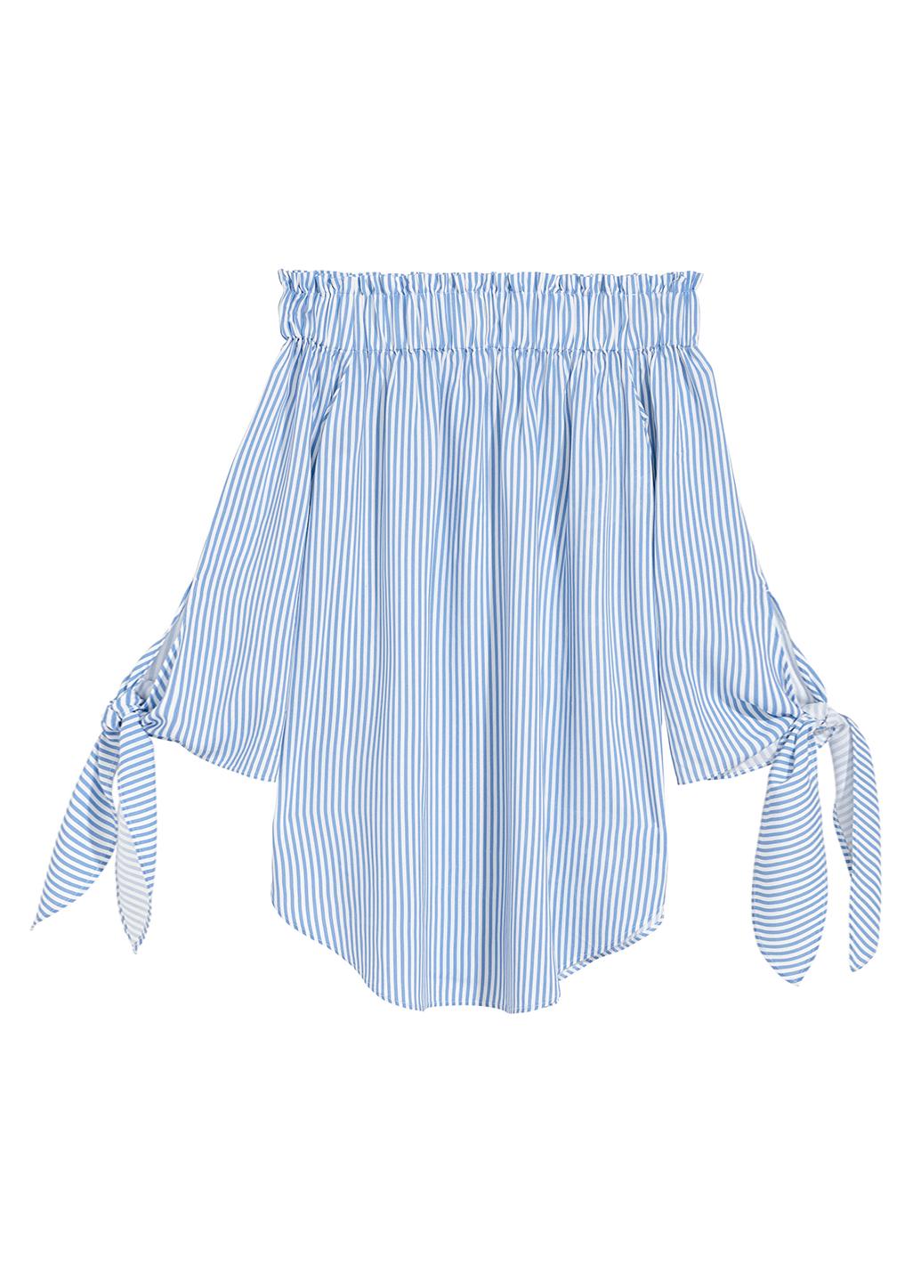 Блуза H&M Плоска р. 32 Бело-голубой (6354207)