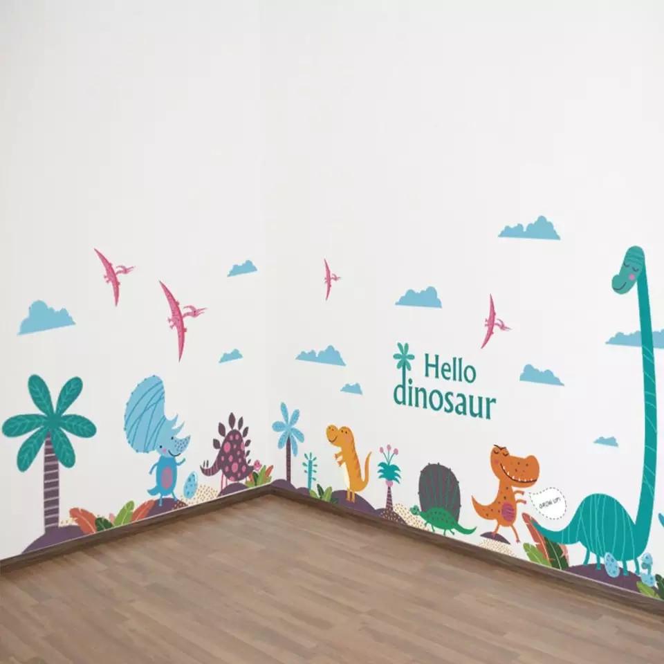 Наклейки виниловые Hello dinosaur динозавры лист 50х70 см (б249)