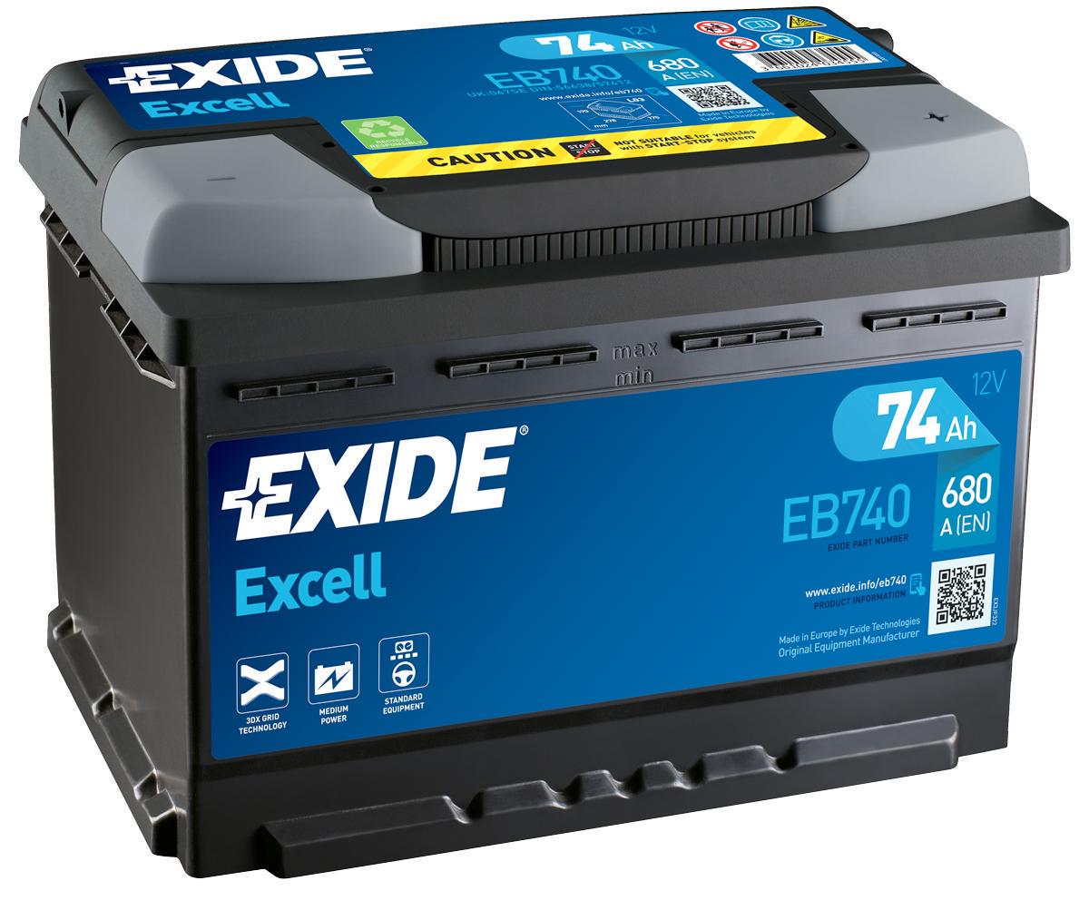 Акумулятор автомобільний EXIDE Excell EB740 EN 6СТ-74 Ah АзЕ 680 A (5111)