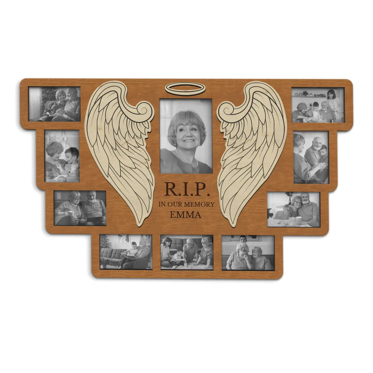 Колаж із пам'ятних фотографій з написом Спочивай з миром Світло-коричневий (rip_wings_collage) - фото 1 Колаж із пам'ятних фотографій з написом Спочивай з миром Світло-коричневий (rip_wings_collage) - фото 1