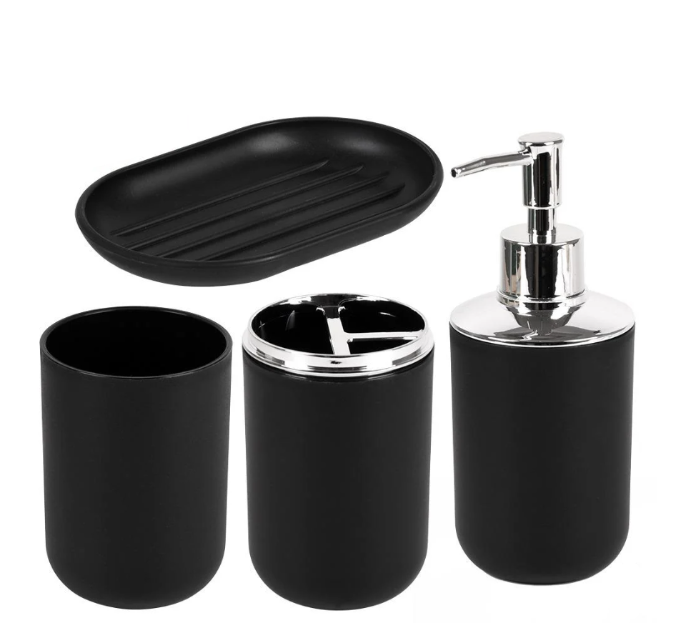 Набор для ванной 4 пр. 25х22х7 см (R34117-BK) Набор для ванной 4 пр. 25х22х7 см (R34117-BK)
