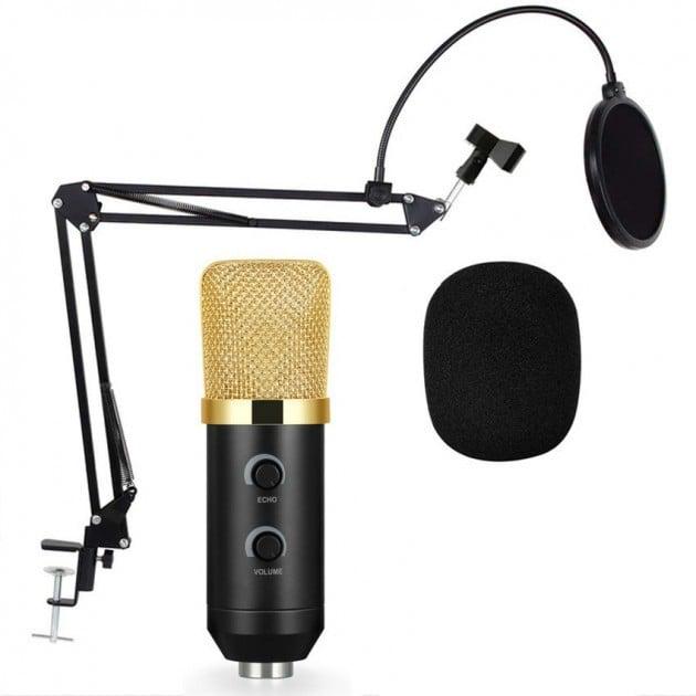 Мікрофон студійний Music D.J. M - 800U зі стійкою і вітрозахистом Black/Gold Мікрофон студійний Music D.J. M - 800U зі стійкою і вітрозахистом Black/Gold
