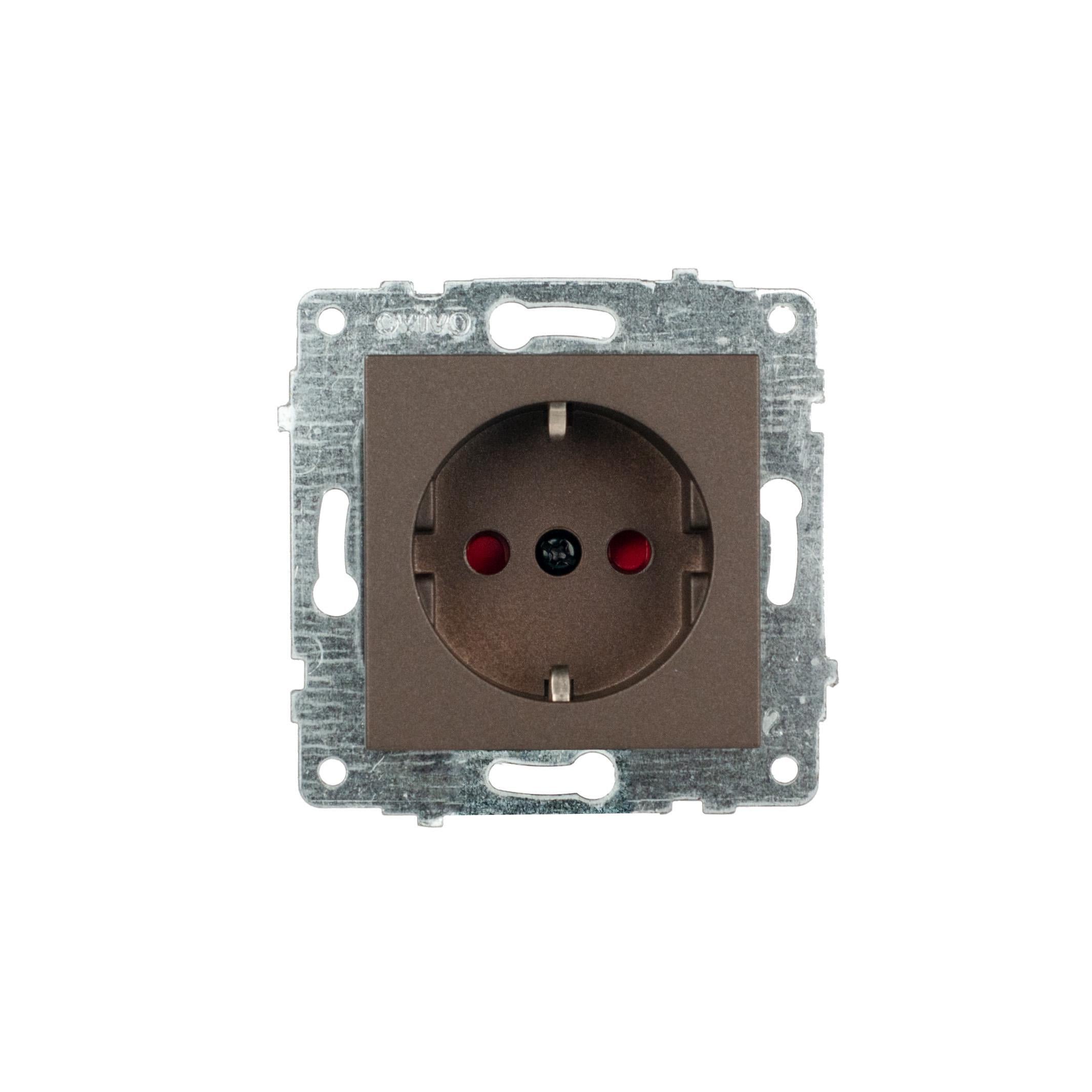 Механизм розетки Horoz Electric GRANO с заземлением и шторками Мокка (600-000319-218)
