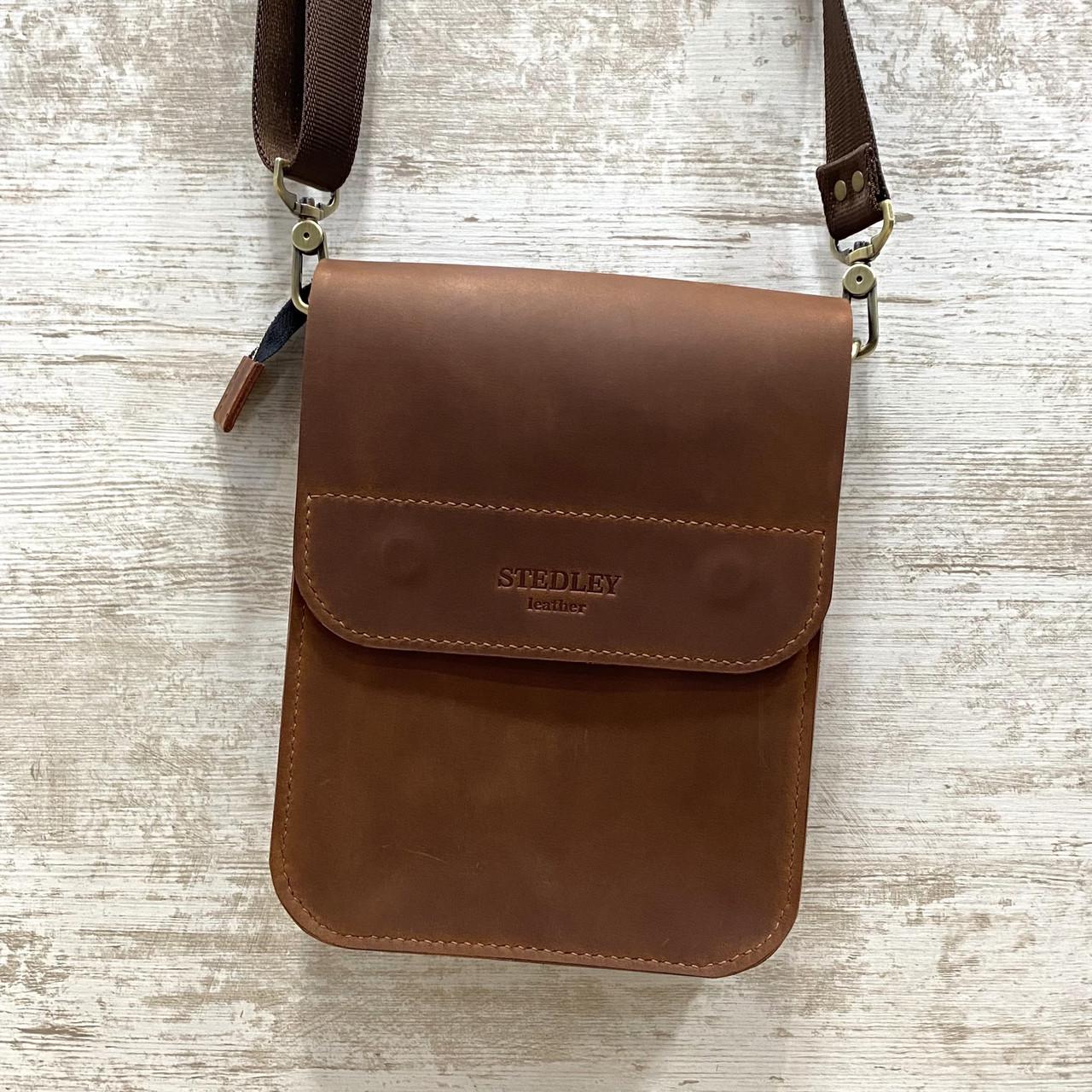 Сумка мужская кожаная на магнитах Stedley Crossbody Коричневый (2825456088)