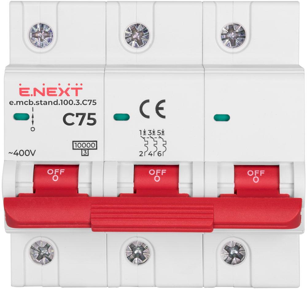 Автоматический выключатель E.NEXT e.mcb.stand.100.3.C75 3р 75А 10кА C (s002202) - фото 2