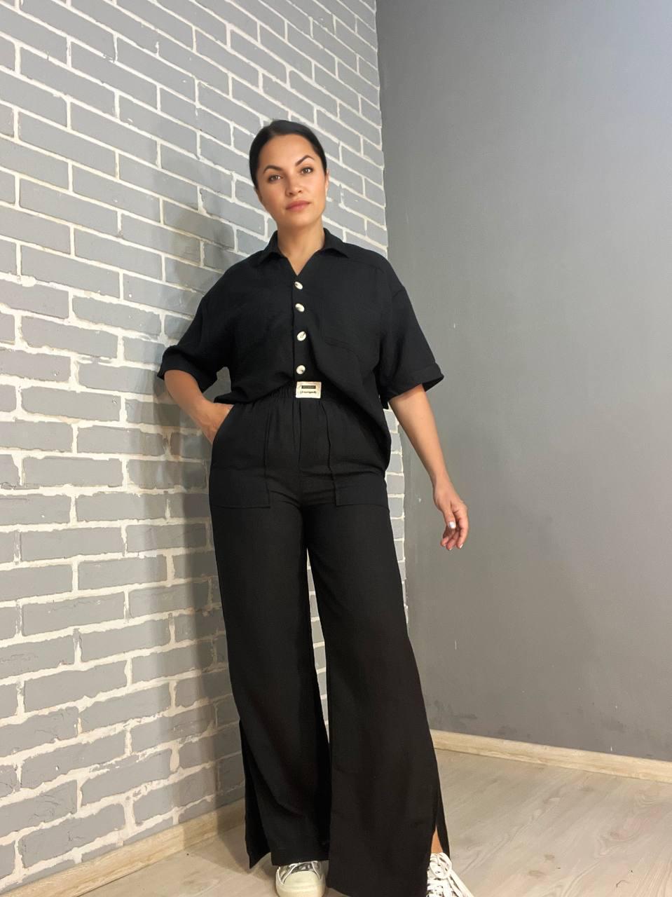 Костюм женский MIX RAY 4157 рубашка и брюки S Черный (2258)