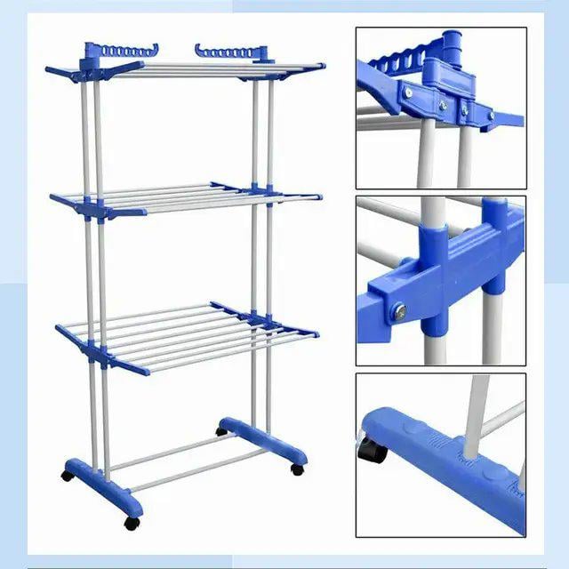 Сушарка для білизни на колесах підлогова Spray painting clothes hanger до 40 кг Біло-блакитний - фото 3 Сушарка для білизни на колесах підлогова Spray painting clothes hanger до 40 кг Біло-блакитний - фото 3