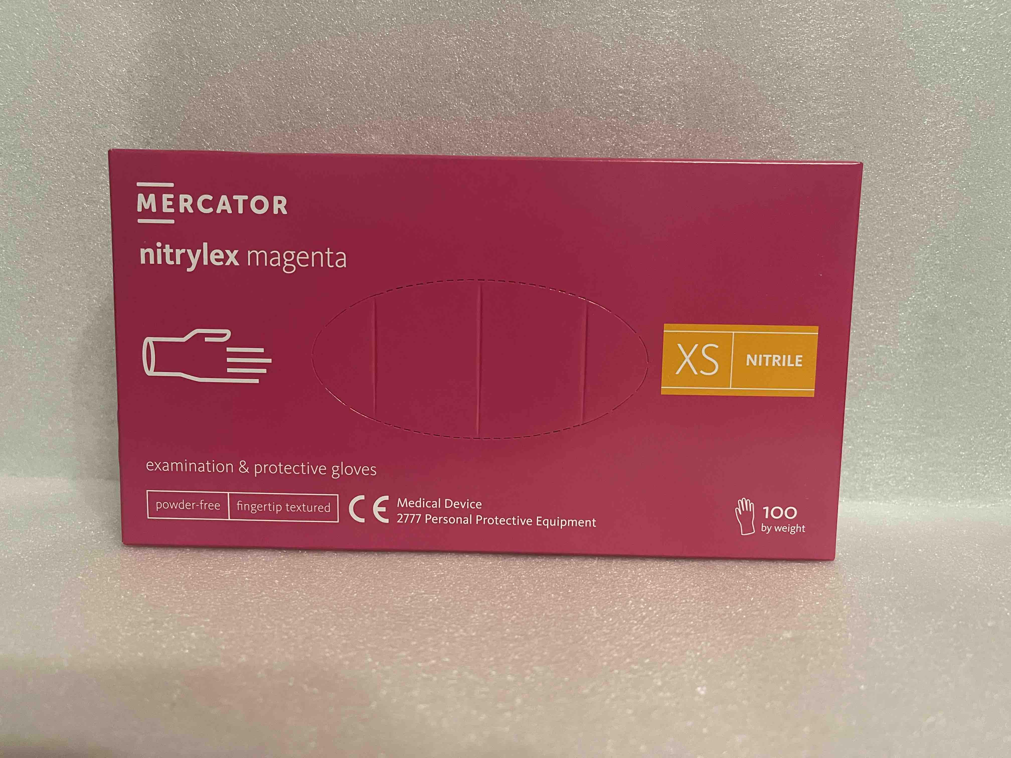 Перчатки нитриловые Nitrylex Magenta 100 шт. XS Ярко-розовый (38401376)