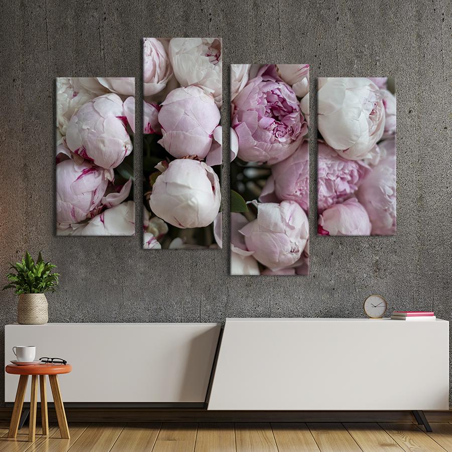 Картина на холсте Красивый букет белых пионов 89x56 см (912-42)