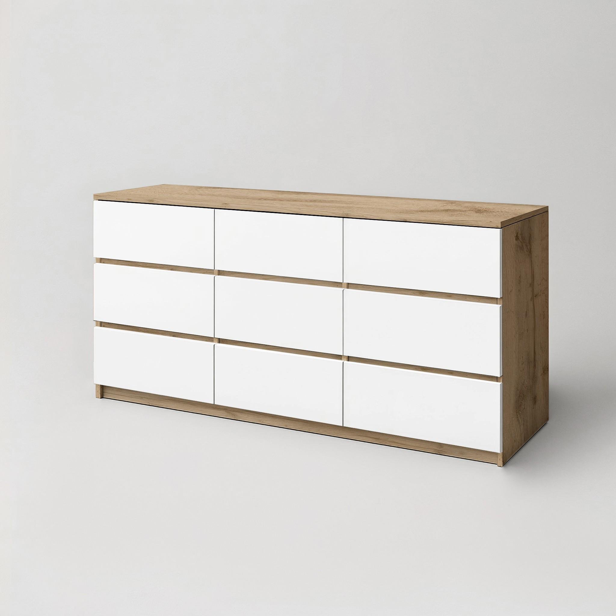 Комод на 9 ящиков без ручек Afina 1600х370х750 мм Дуб Аппалачи/Белый - фото 2