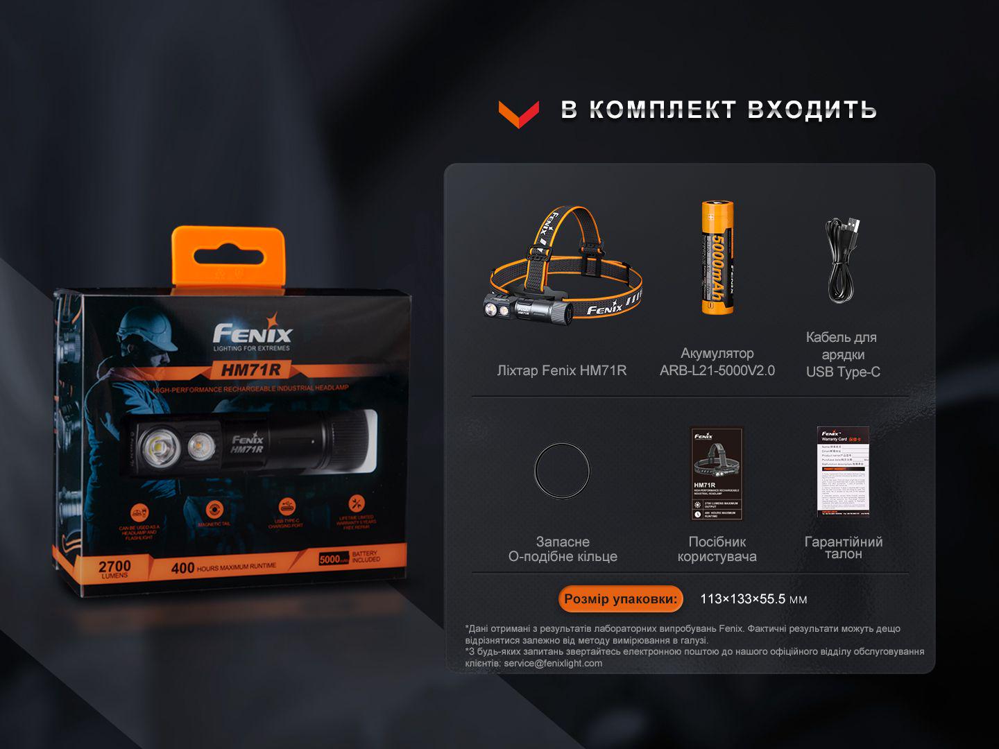 Фонарик налобный Fenix HM71R 2700 лм 230 м IP68 Type-C 8 режимов - фото 6