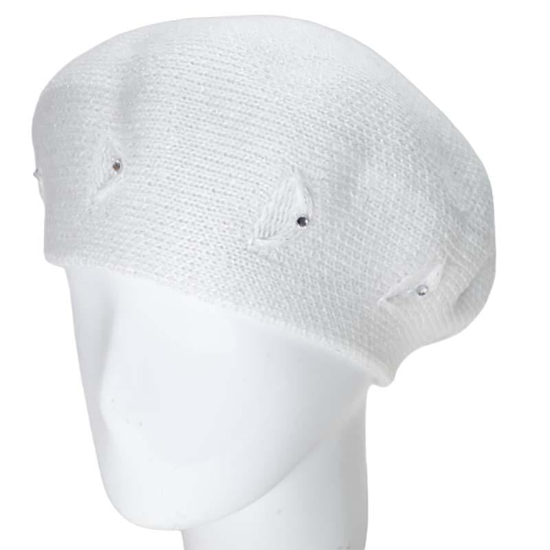 Берет жіночий Lirus Маріса подвійний напіввовняний з люрексовою ниткою Білий (119017)