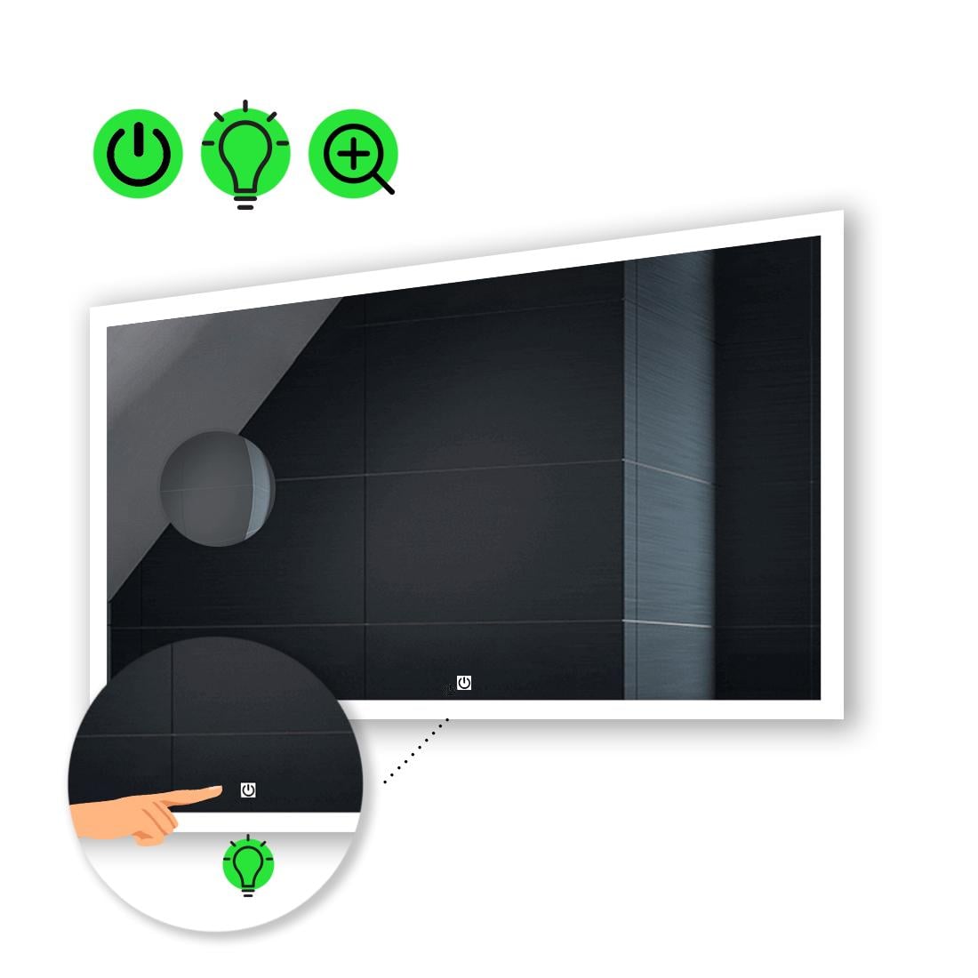 LED-зеркало 90x80 см с сенсором и увеличительной линзой без подсветки модель Simphony. (Simphonyg99)