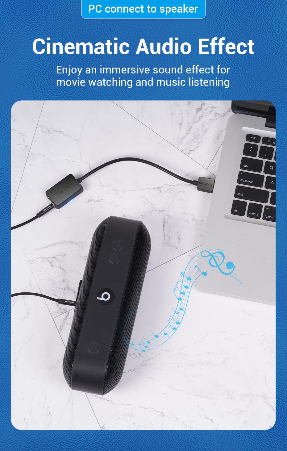 Зовнішня звукова карта Vention USB Два порти 3,5 мм шумозаглушення Plug&Play Сумісна з Windows Mac Linux 1 м Чорний (CDYBF) - фото 5 Зовнішня звукова карта Vention USB Два порти 3,5 мм шумозаглушення Plug&Play Сумісна з Windows Mac Linux 1 м Чорний (CDYBF) - фото 5