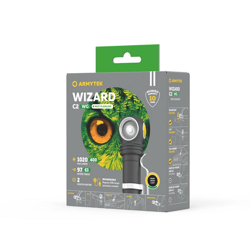 Ліхтар налобний Armytek Wizard v4 C2 WG Magnet USB Теплий зелений - фото 27