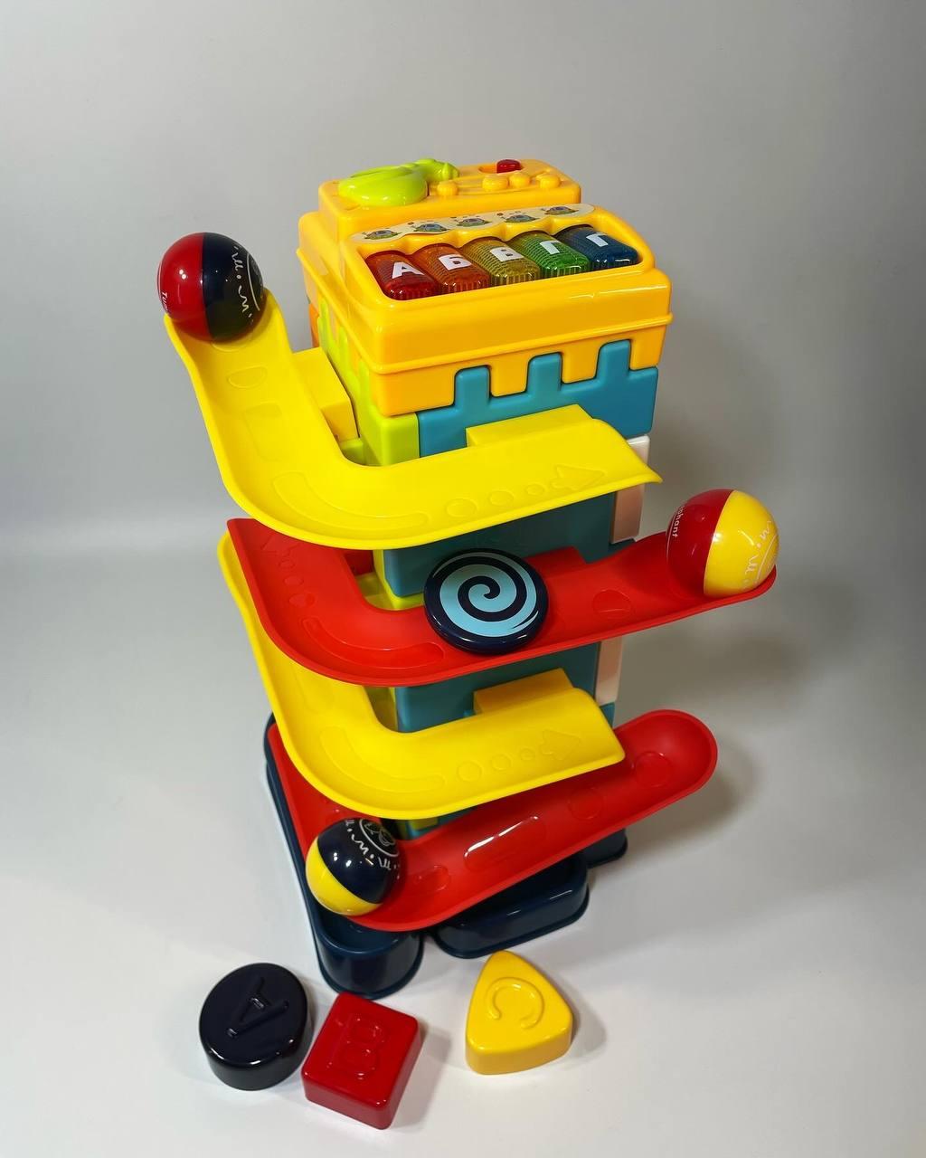 Пирамида TK Group пианино 5 режимов/2 спуска/геометрический сортер/3 шарика/с бусинками