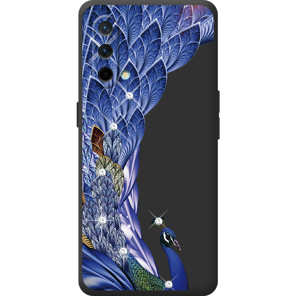 Чохол BoxFace OnePlus Nord CE 5G Павич зі стразами Чорний силікон (44513-rs7-44510)