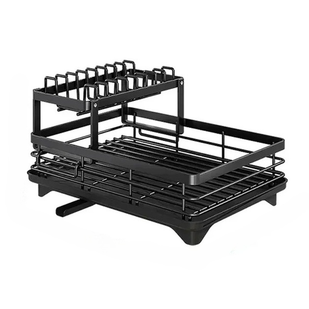 Сушилка для посуды BauTech двухуровневая с держателем для тарелок Черный (6-18-MA-336)