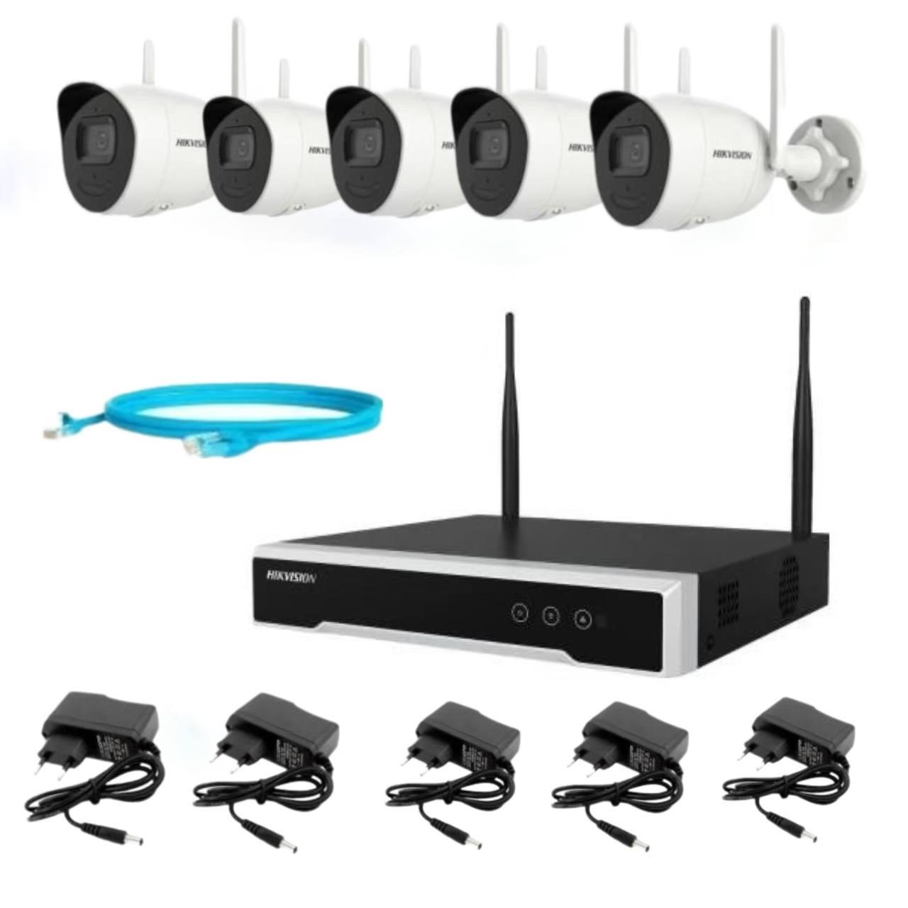 Набір відеонагляду на 5 бездротових камер Hikvision 4Mp-Wi-Fi-DS-2CV2041G2-IDW зі звуком (23321854)