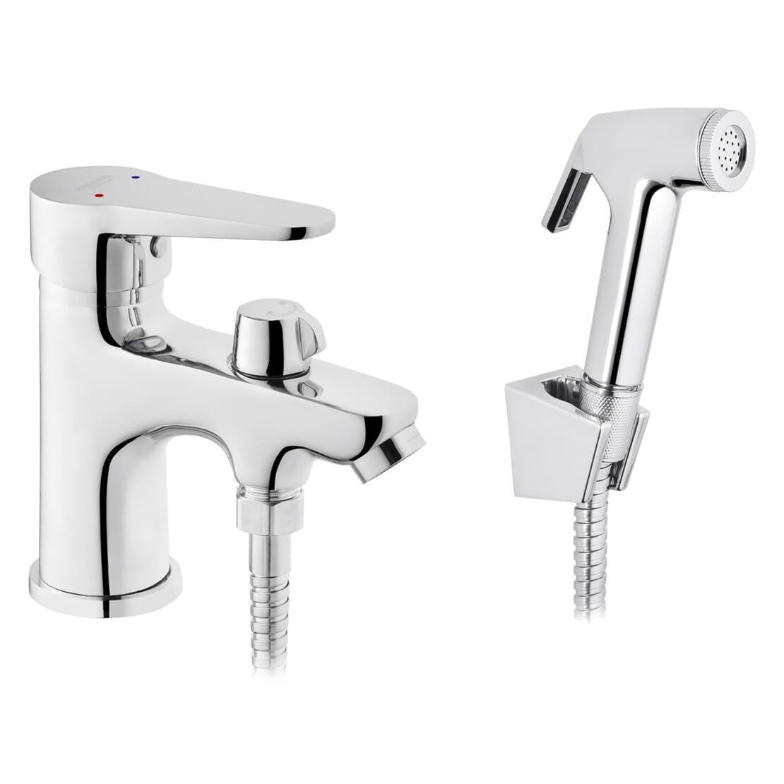 Змішувач для раковини Kroner KRM Elbe C015 з гігієнічним душом Хром (CV023575)