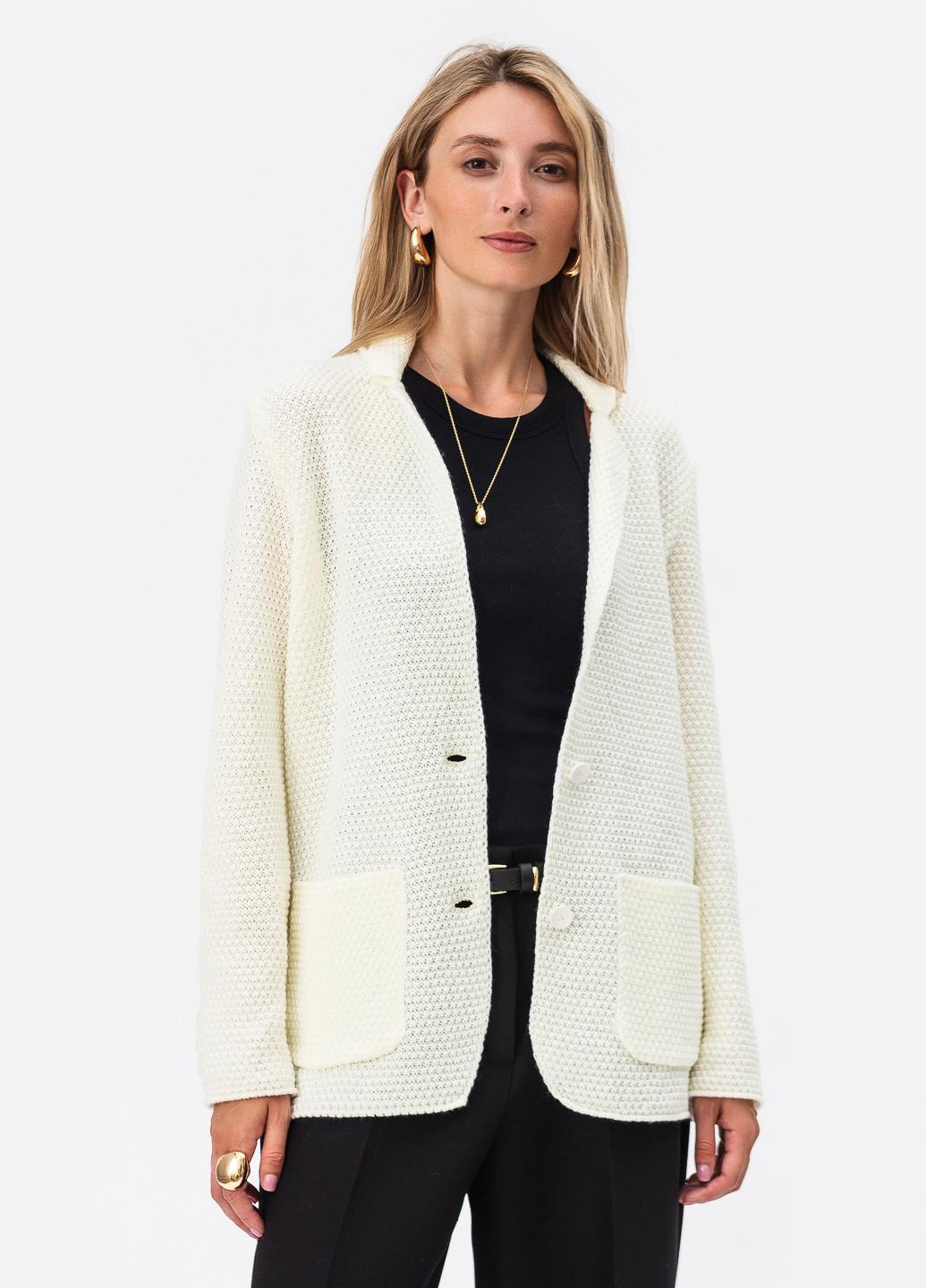 Піджак жіночий рисової в'язки SVTR р. 48-50 Молочний (598) - фото 7 Піджак жіночий рисової в'язки SVTR р. 48-50 Молочний (598) - фото 7