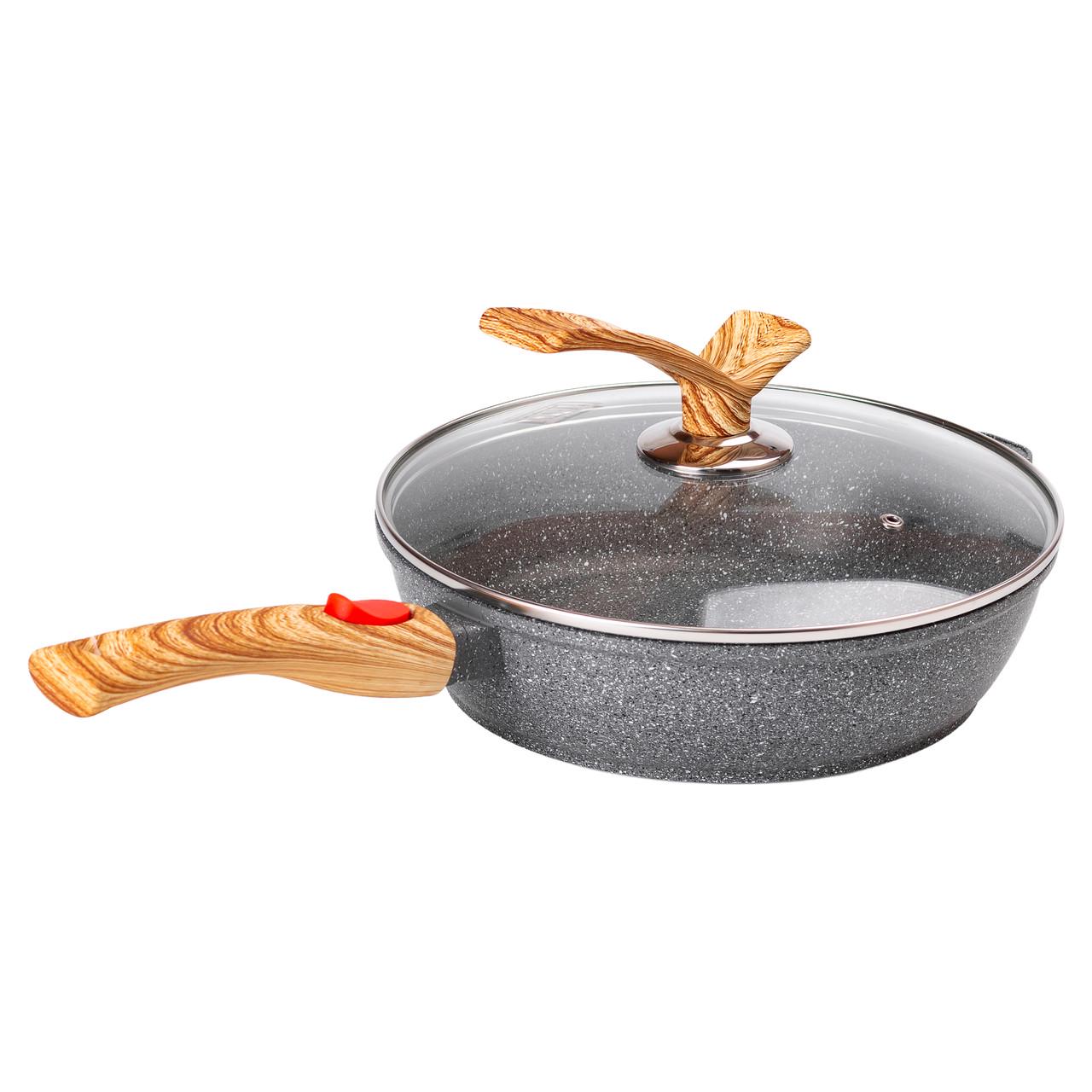 Сковорода алюмінієва глибока MGC зі скляною кришкою 2,8 л Ø 26 см Сірий - фото 6