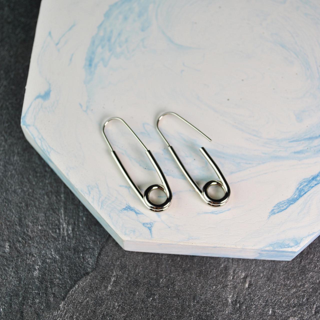 Серьги булавки медицинская сталь родий (x098-1) - фото 3