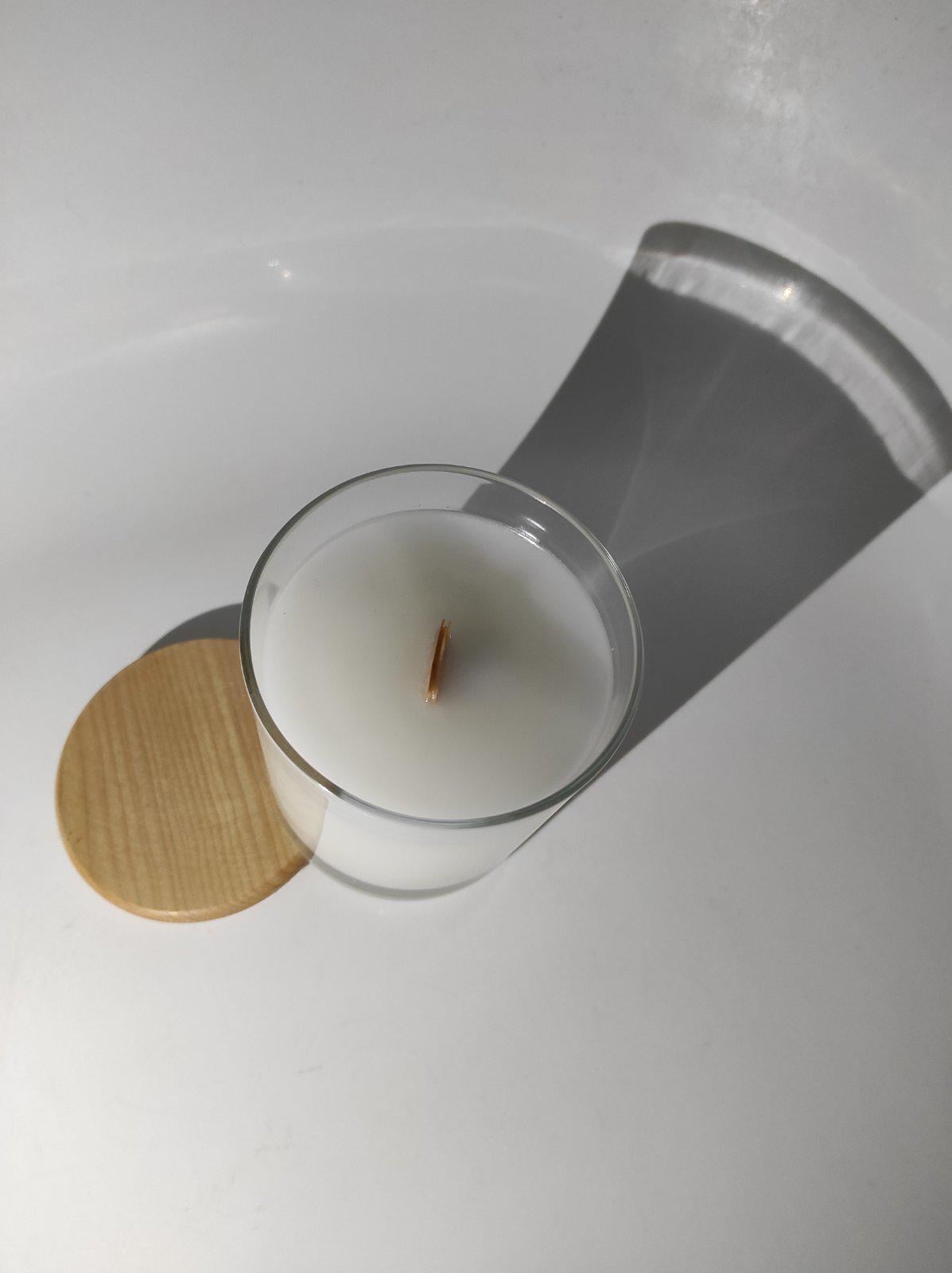 Аромасвеча AJM COMFORT №2 ЗАМША ДЫМ з натурального кокосового воску без красителей в стекле деревянный фитиль 150 г