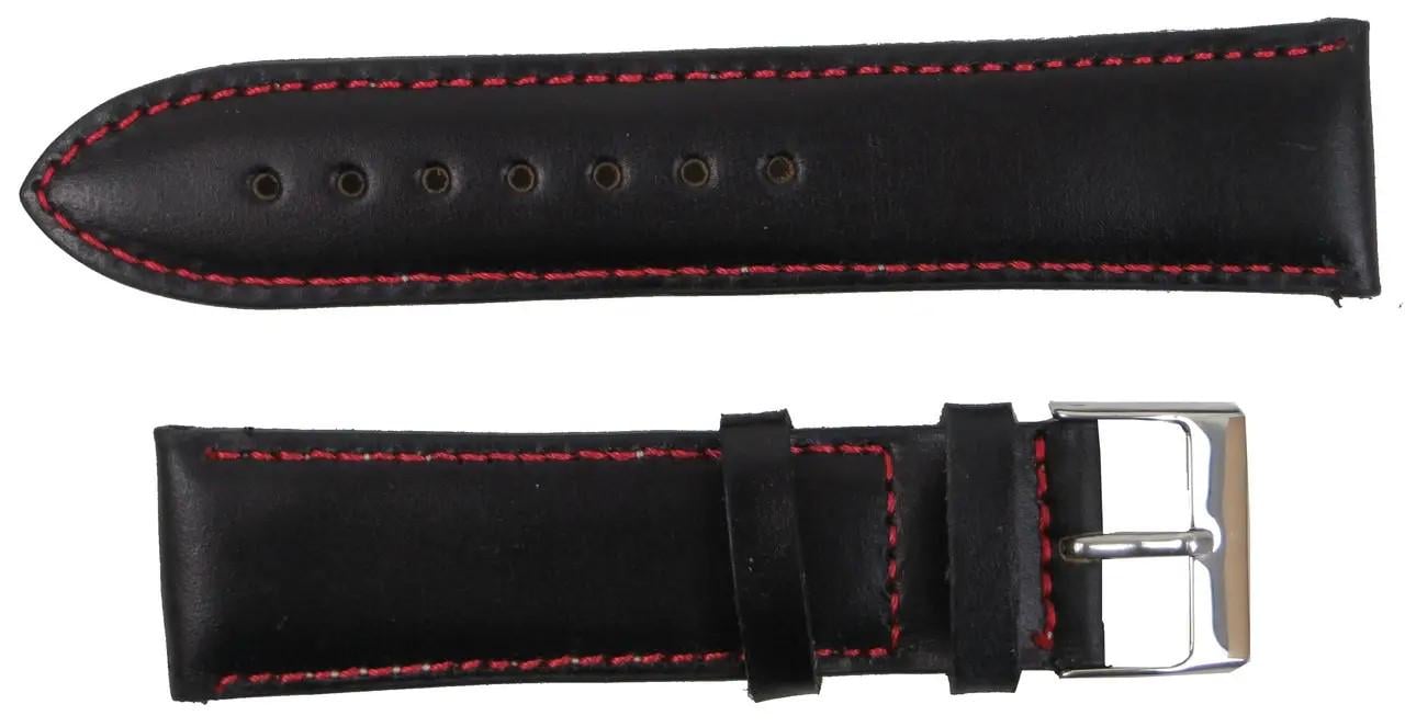 Ремінець для годинника Mykhail Ikhtyar шкіряний 20 мм Чорний (S607-22S black)