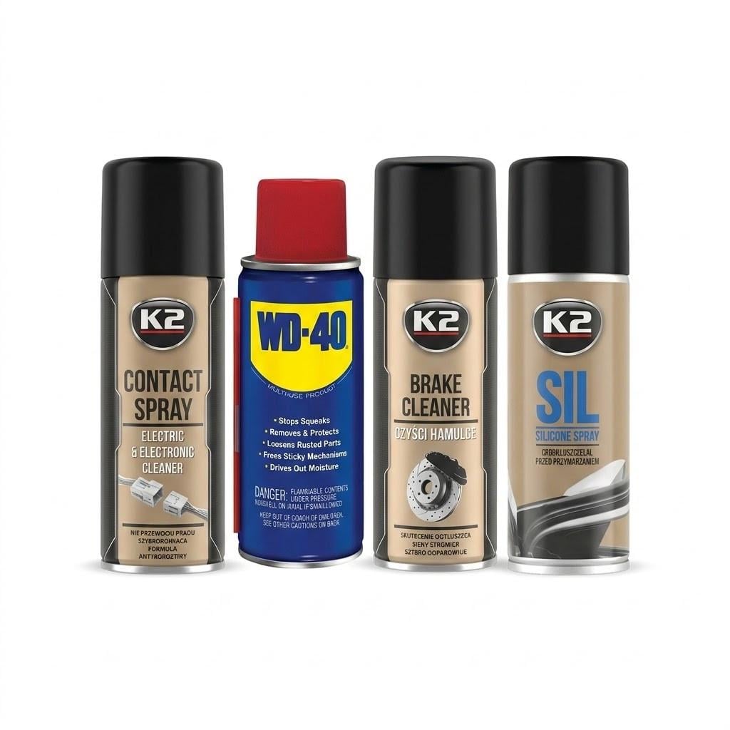 Набор технических аэрозолей для авто Wd-40 K2 смазка/очиститель контактов/очиститель тормозов/силиконовая смазка (3013340915)