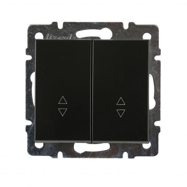 Выключатель двухклавишный проходной Lezard Rain Антрацит (27550455)