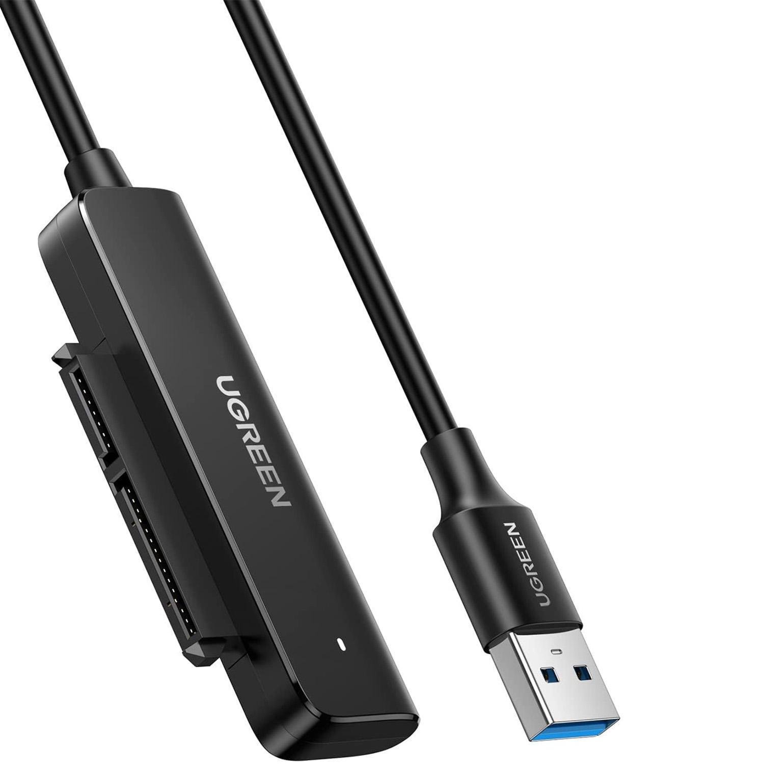 Кабель UGREEN SATA USB 50 см Для 2.5" SATA HDD/SSD USB 3.0 до SATA III 5 Гбіт/с UASP Чорний (70609)