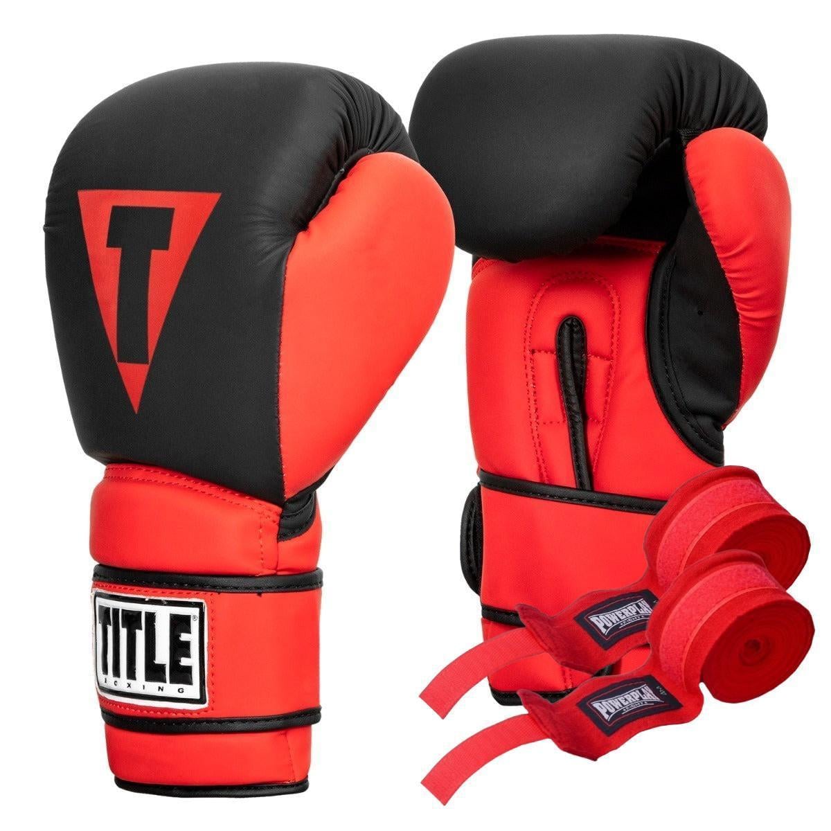 Боксерские перчатки Title Boxing Guts and Glory 10 oz бинты 4 м в комплекте S Black/Red (3019820566)
