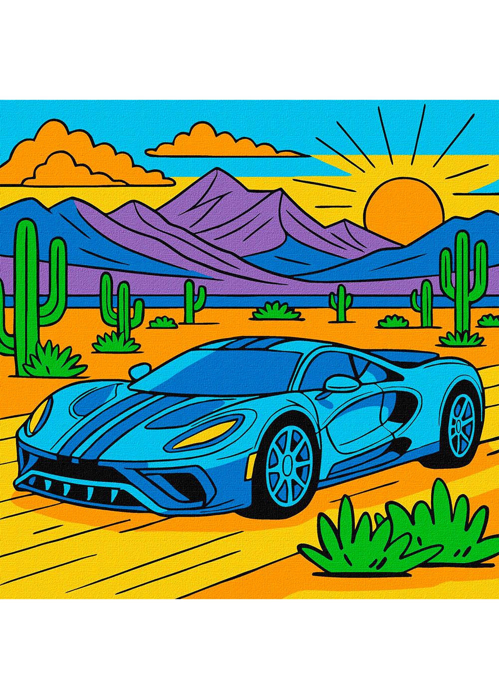 Картина по номерам Ideyka Машинка в пустыне 25х25 см (KHO1316)